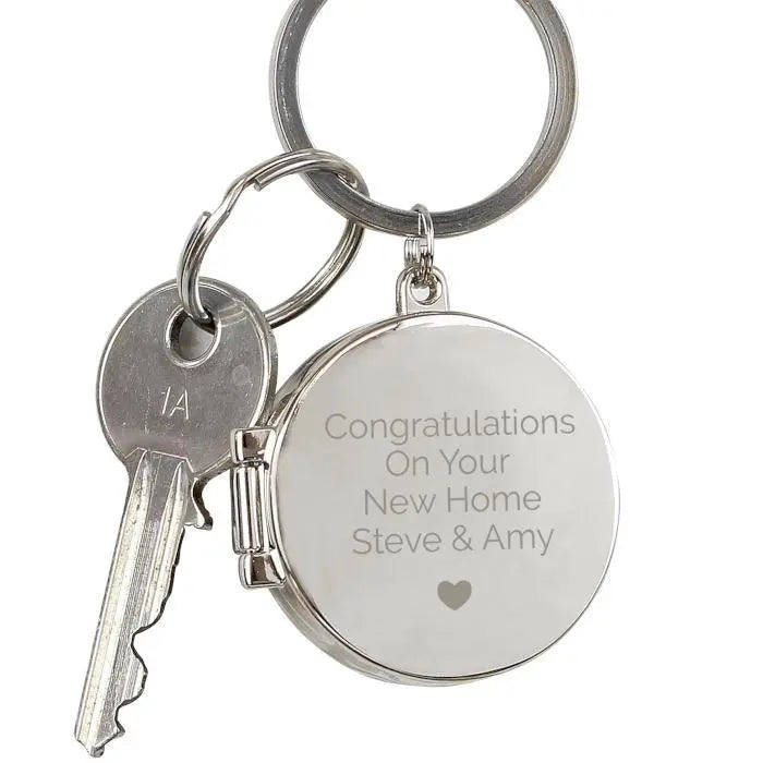 Personalised Heart Motif Round Photo Keyring: 4 - Keyrings By Gift Moments