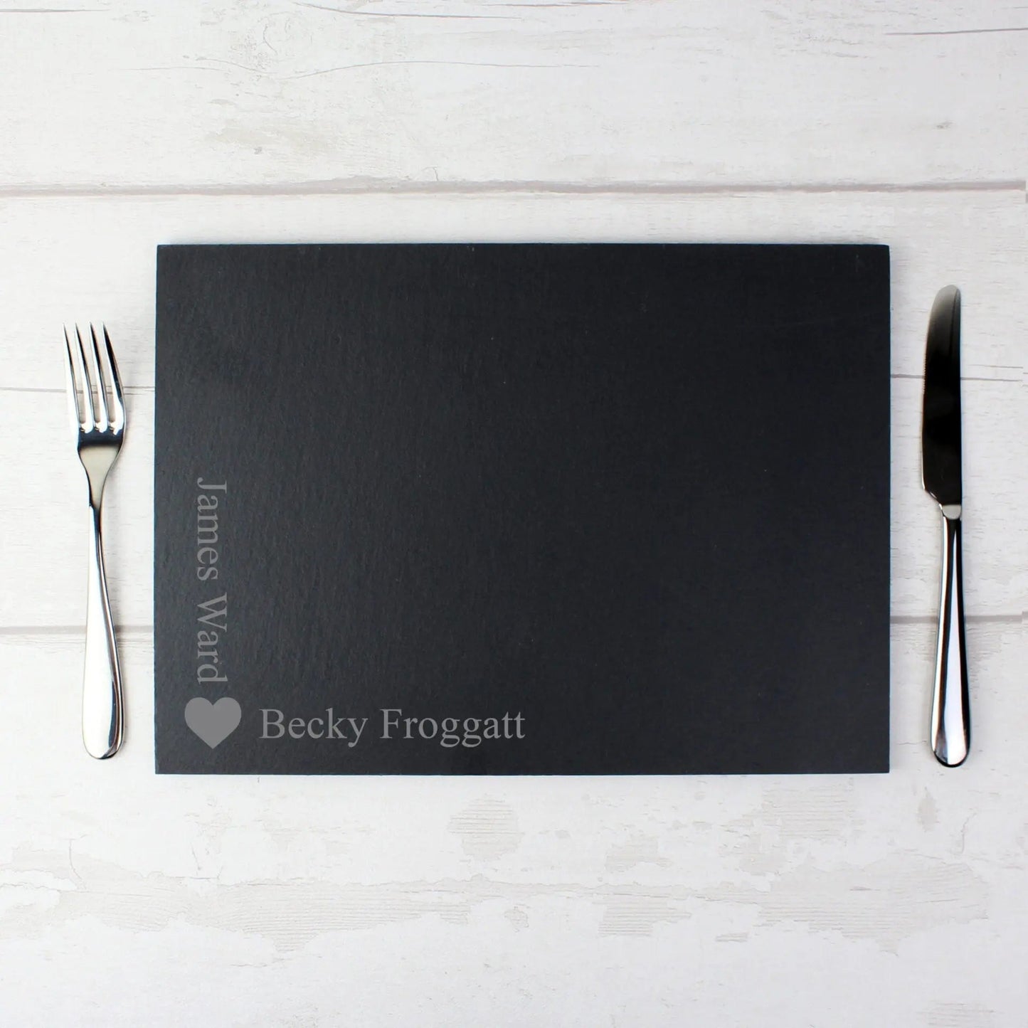 Personalised Heart Motif Slate Placemat: 2 - Placemats By Gift Moments