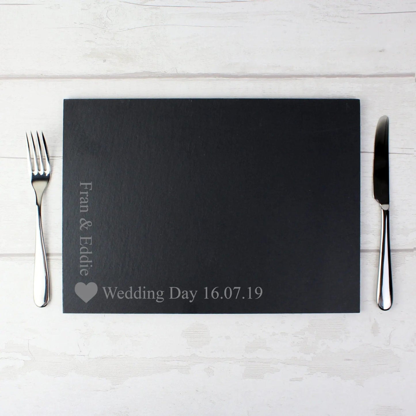 Personalised Heart Motif Slate Placemat: 1 - Placemats By Gift Moments