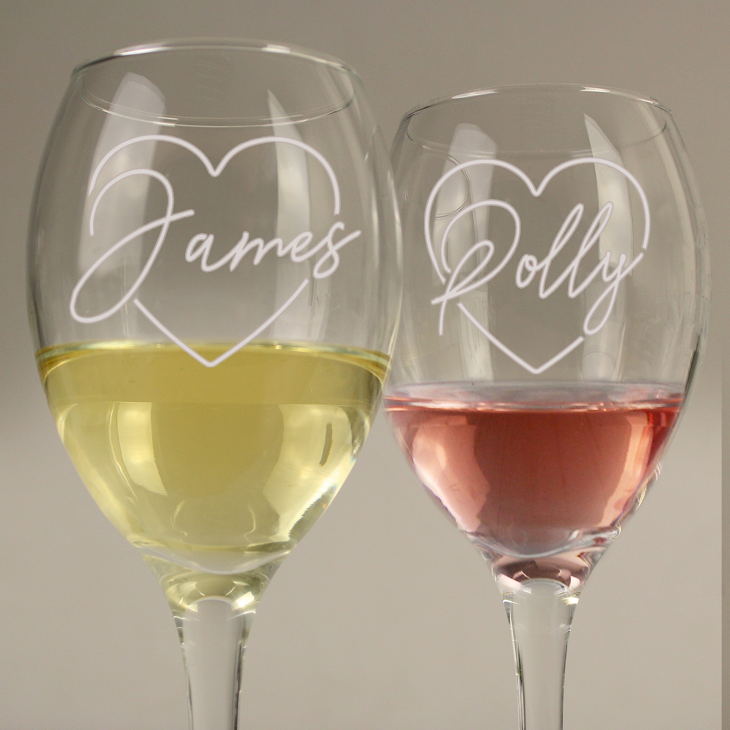 Personalised Heart Name Wine Glass Set - Shop Wine Glasses At Gift Moments - 2