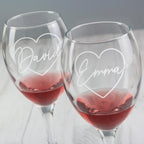 Personalised Heart Name Wine Glass Set - Shop Wine Glasses At Gift Moments - 3