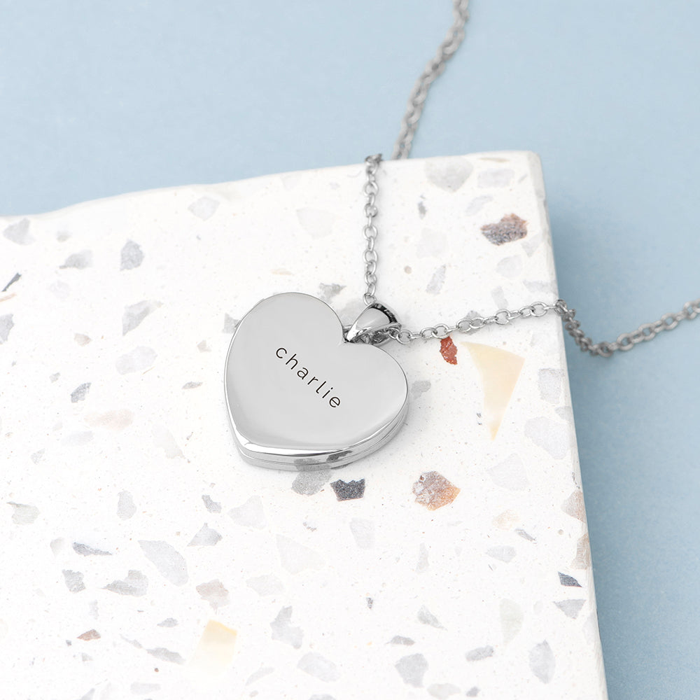 Personalised Heart Photo Locket Necklaces: 10 - Silver - Necklaces By Gift Moments