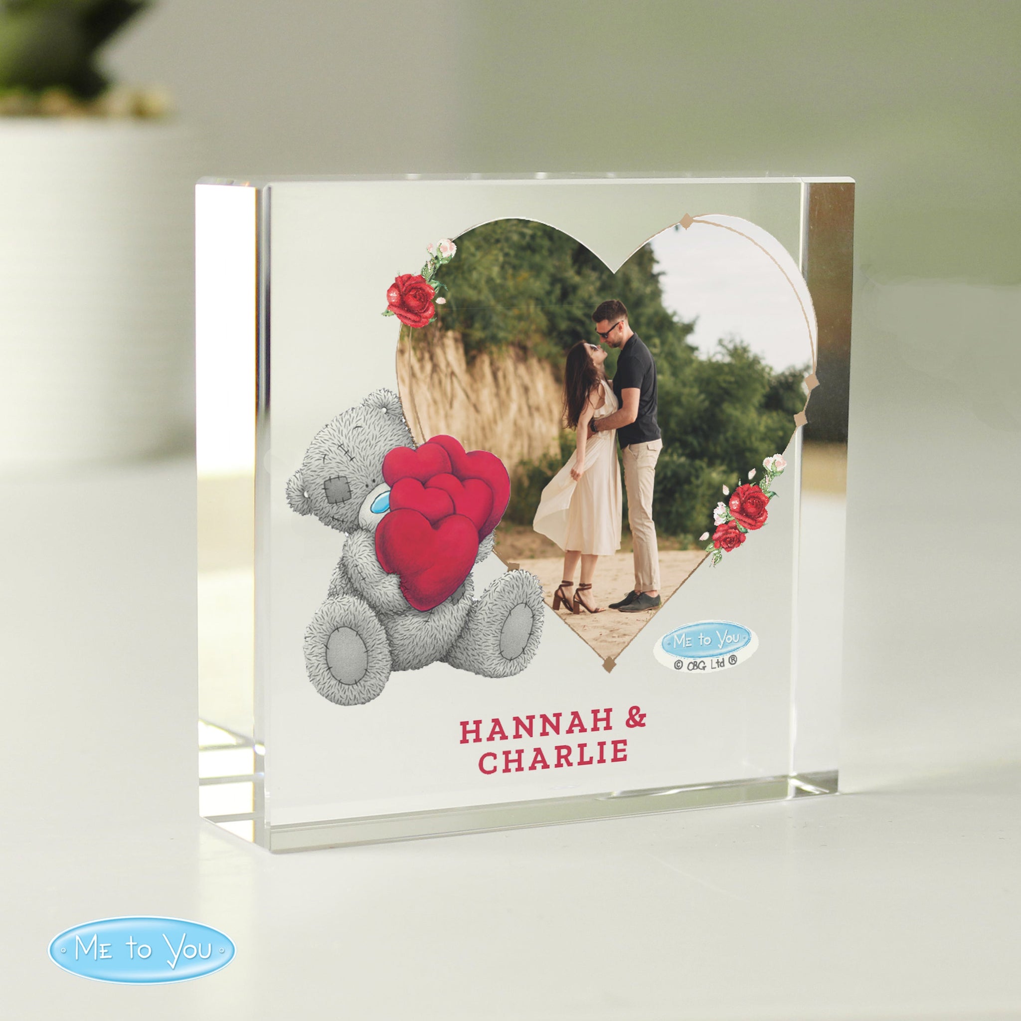 Personalised Me To You Heart Photo Upload Glass Token: 4 - Crystal Tokens