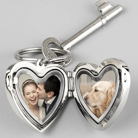 Personalised Heart Photoframe Keyring: 2 - Keyrings By Gift Moments
