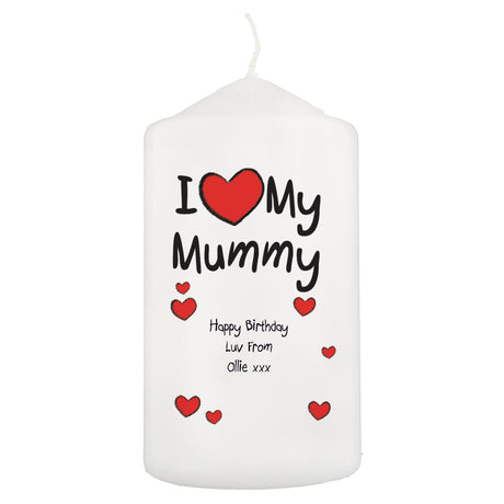 Personalised I Heart My Pillar Candle: 3 - Candles By Gift Moments