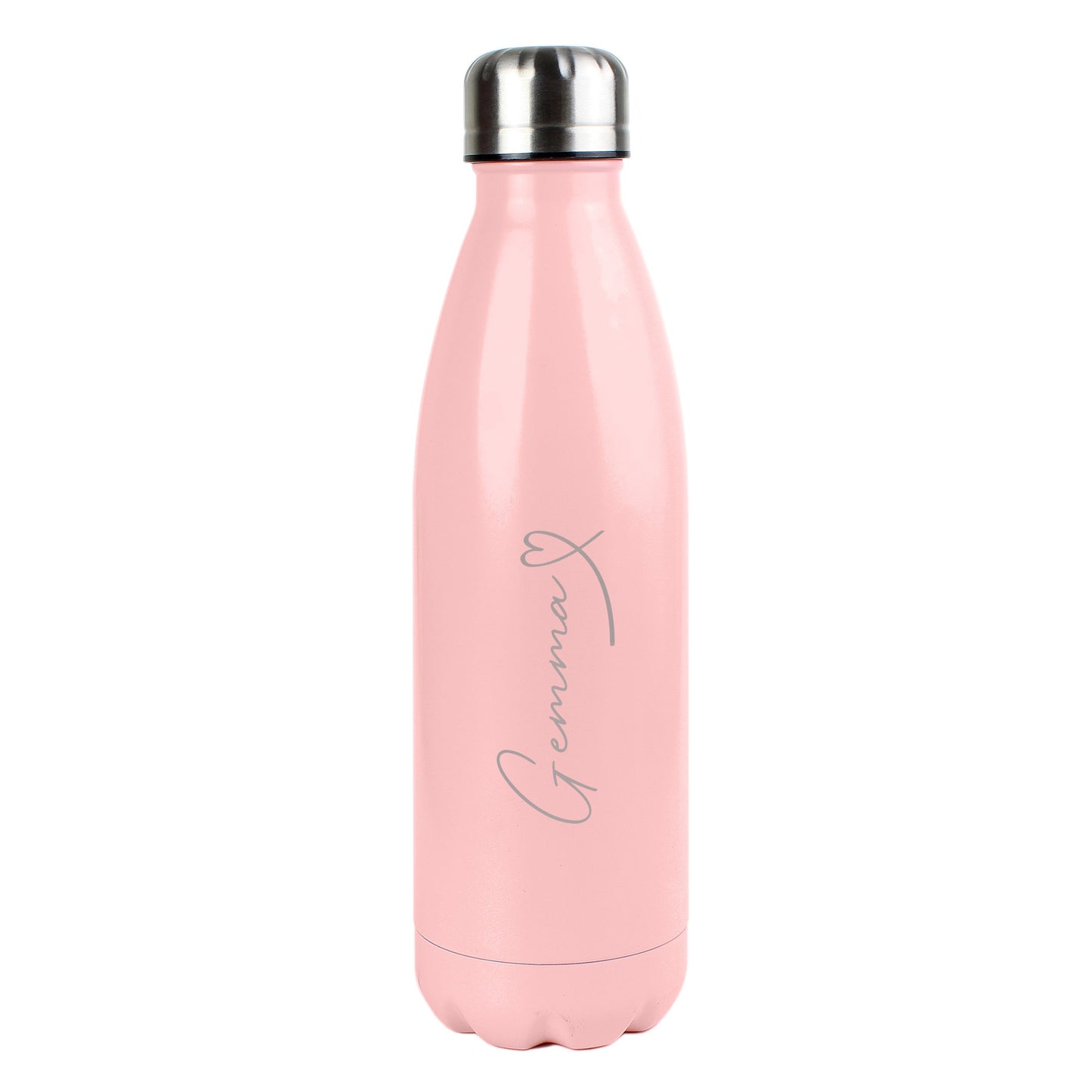 Personalised Heart Pink Metal Insulated Drinks Bottle: 5 - Water Bottles By Gift Moments