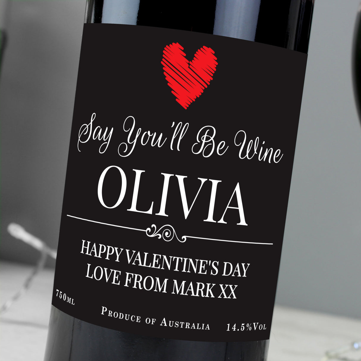 Personalised Heart Red Wine: 4 - Wine By Gift Moments