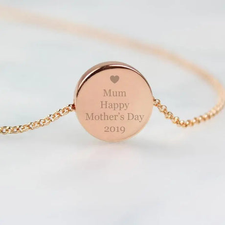 Personalised Heart Rose Gold Toned Disc Necklace: 5 - Necklaces By Gift Moments