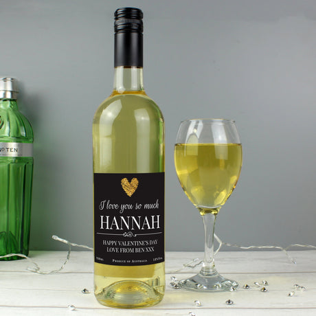 Personalised Heart White Wine: 4 - Wine By Gift Moments
