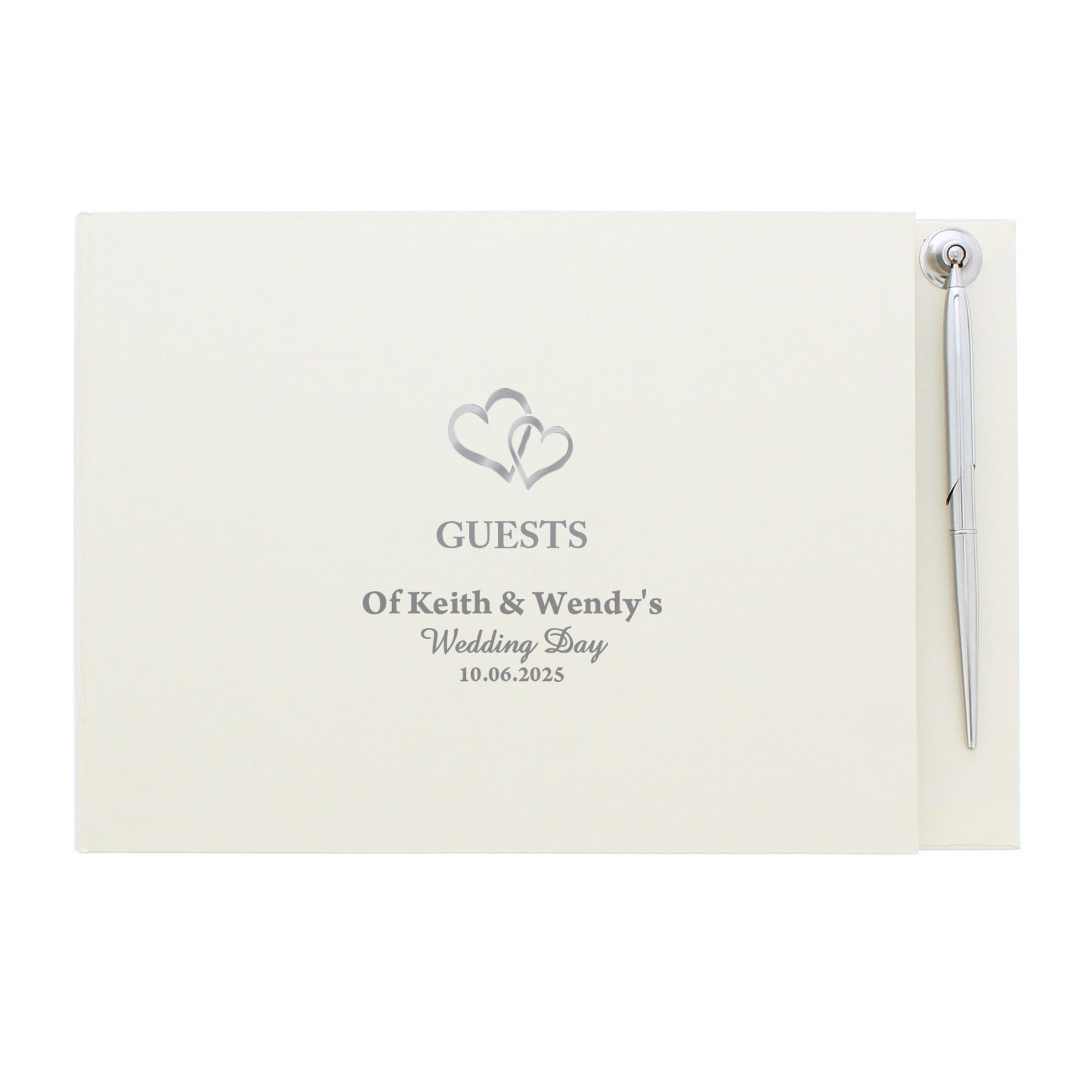Personalised Hearts Design Hardback Guest Book & Pen: 5 - Guest Books By Gift Moments