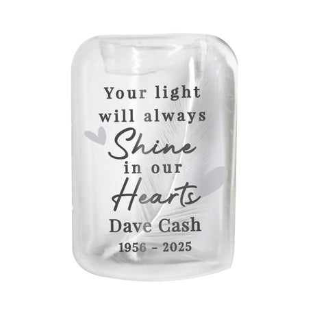 Personalised In Our Hearts Memorial Feather Tealight Holder: 5 - Candle Holders By Gift Moments