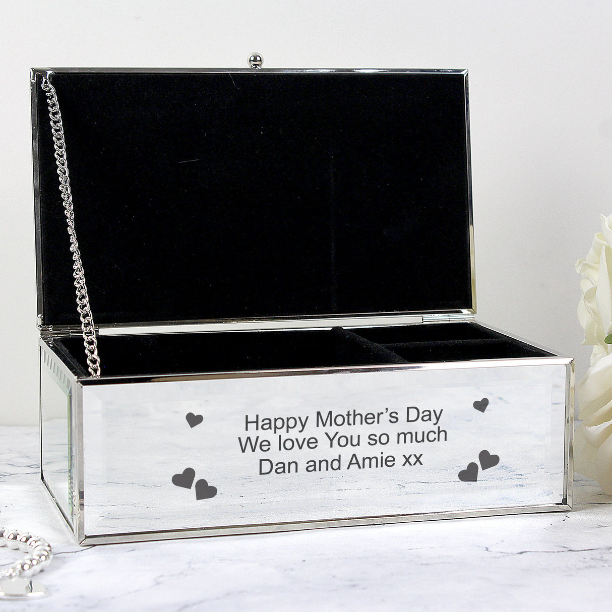 Personalised Hearts Mirrored Jewellery Box: 5 Jewellery Boxes By Gift Moments