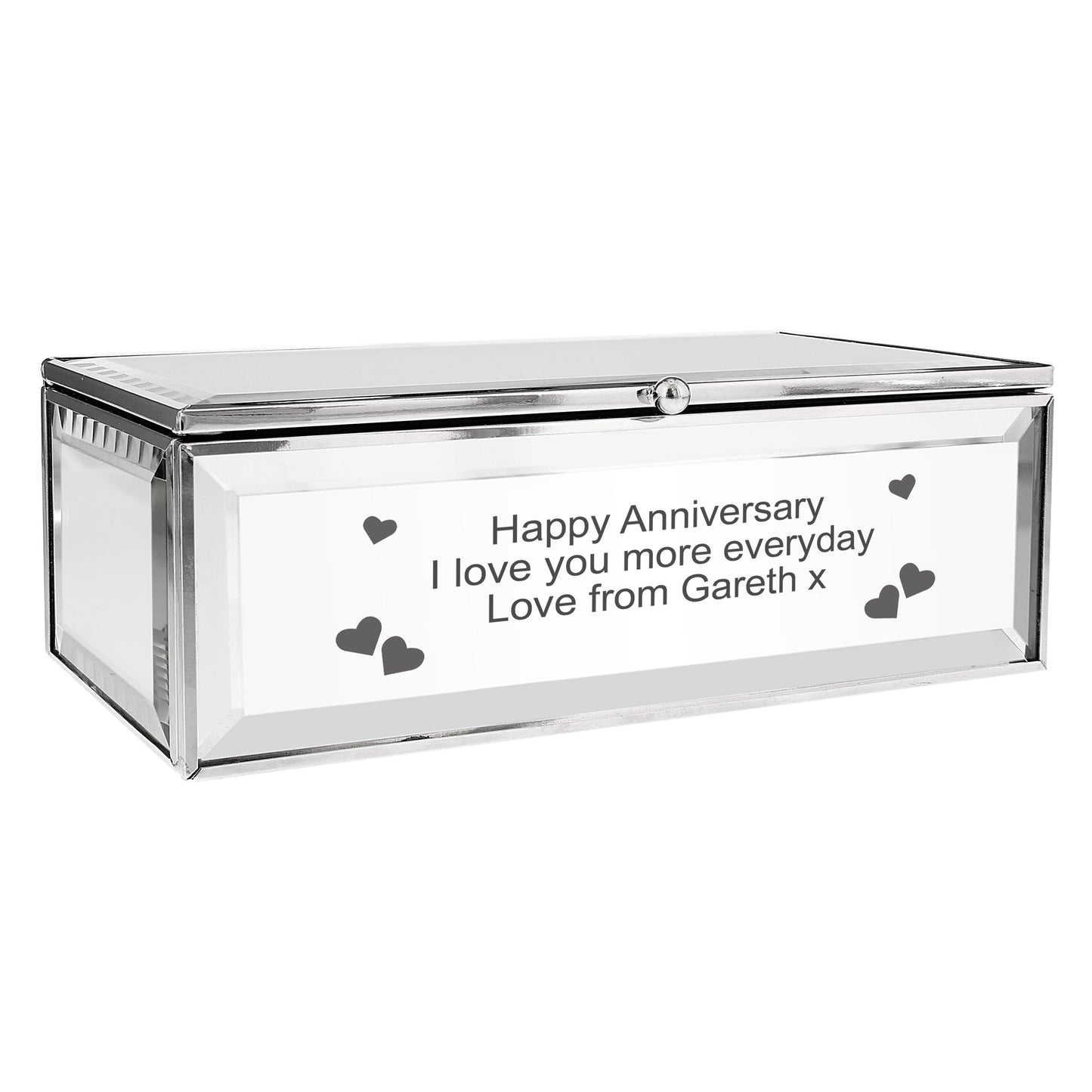 Personalised Hearts Mirrored Jewellery Box: 8 - Jewellery Boxes By Gift Moments