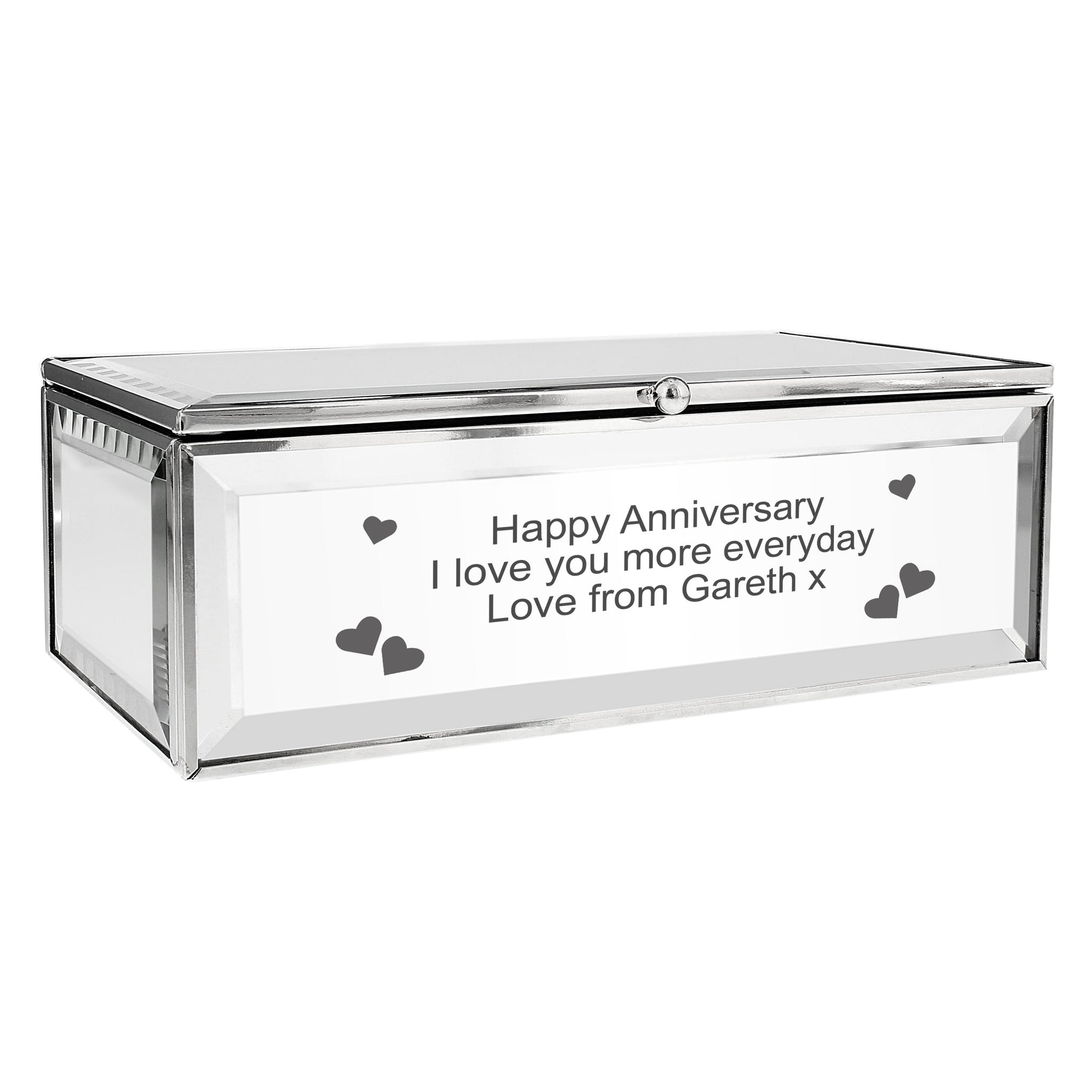 Personalised Hearts Mirrored Jewellery Box: 8 - Jewellery Boxes By Gift Moments