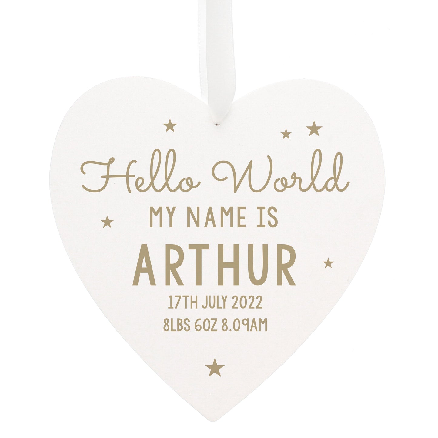 Personalised Hello World Large Wooden Heart Decoration: 3 - Decorations By Gift Moments