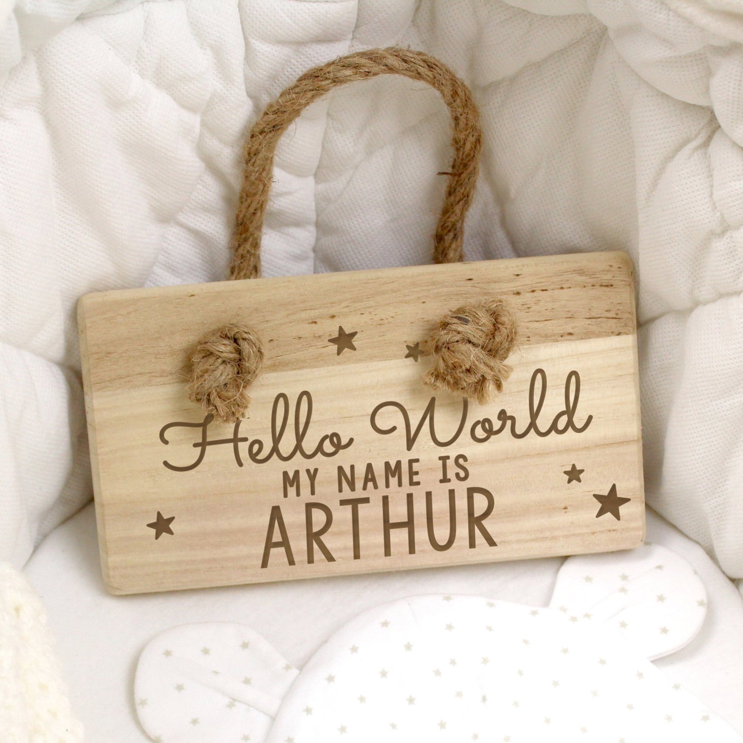 Personalised Hello World Wooden Sign: 2 - Signs & Plaques By Gift Moments