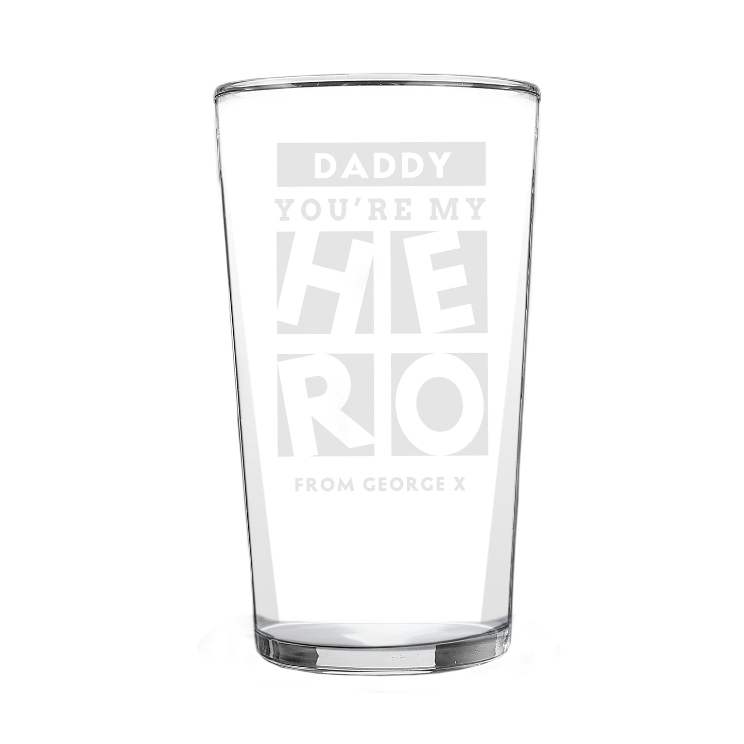 Personalised My Hero Pint Glass: 5 - Beer Glasses By Gift Moments