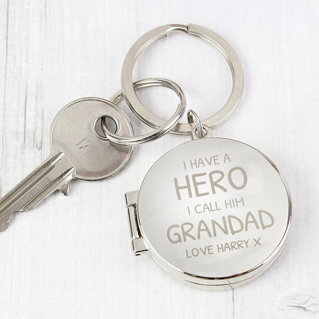 Personalised I Have A Hero Round Photo Keyring: 4 - Keyrings By Gift Moments
