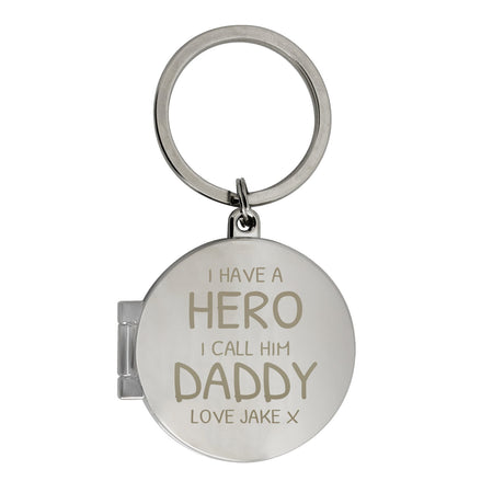 Personalised I Have A Hero Round Photo Keyring: 3 - Keyrings By Gift Moments