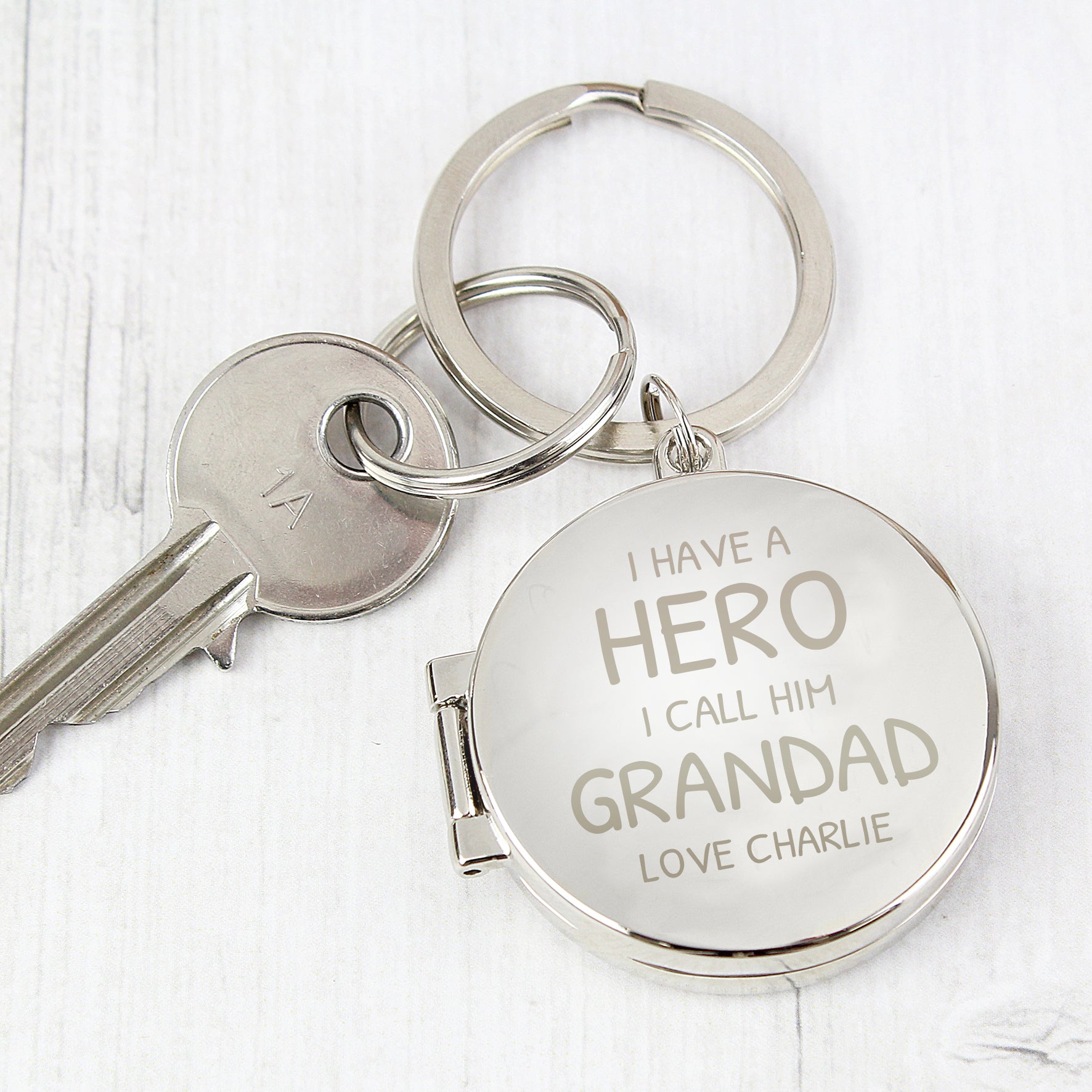 Personalised I Have A Hero Round Photo Keyring: 1 - Keyrings By Gift Moments