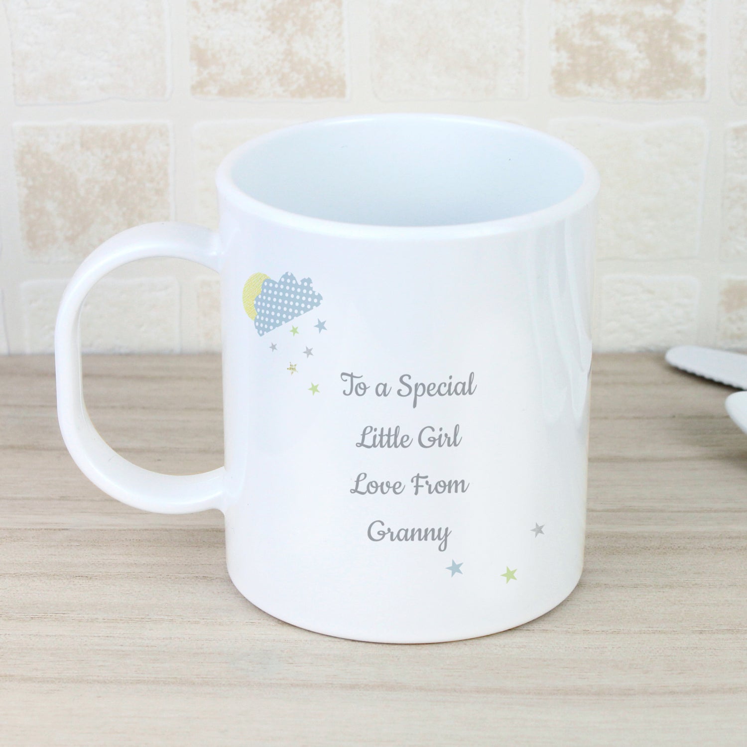 Personalised Hessian Elephant Plastic Mug: 3 - Plastic Mugs By Gift Moments