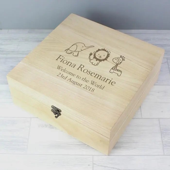 Personalised Hessian Friends Large Wooden Keepsake Box: 5 - Keepsake Boxes By Gift Moments
