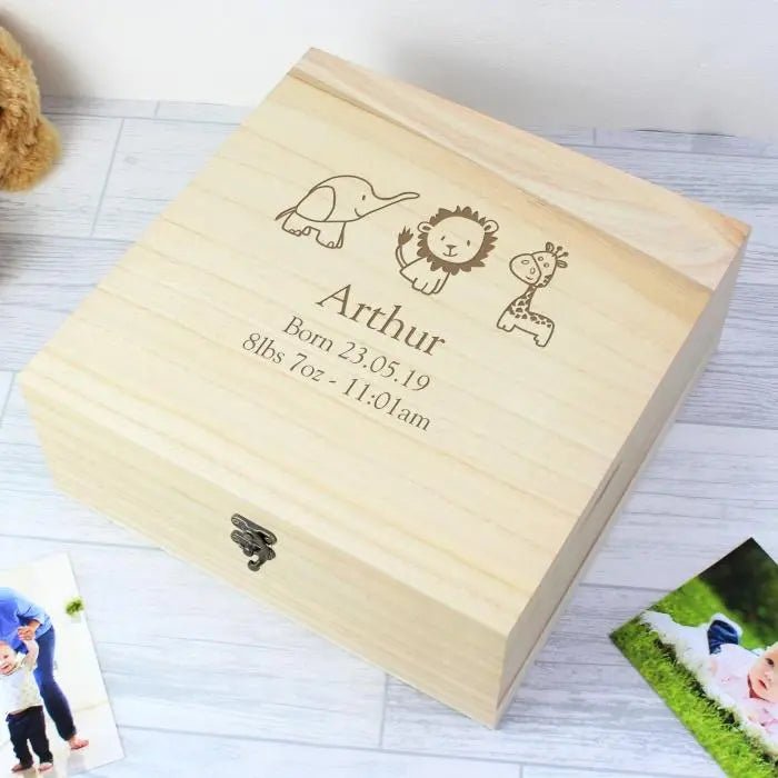 Personalised Hessian Friends Large Wooden Keepsake Box: 1 - Keepsake Boxes By Gift Moments