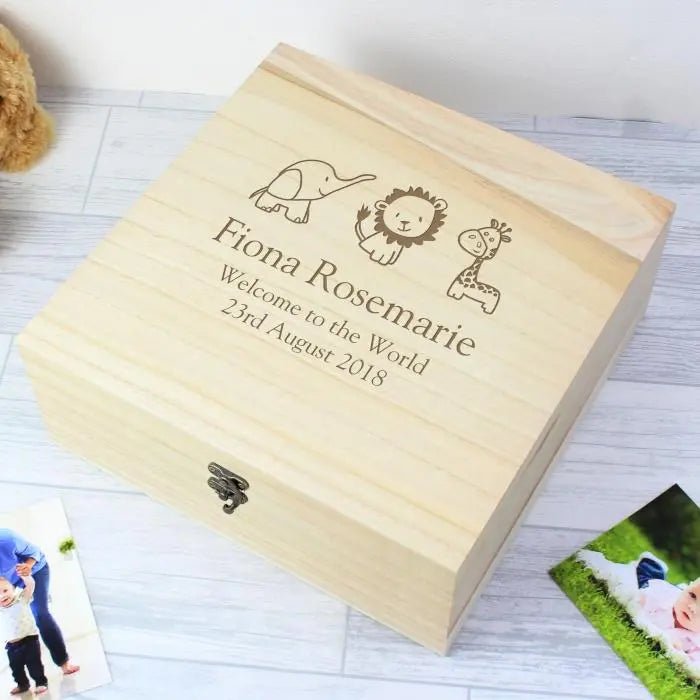 Personalised Hessian Friends Large Wooden Keepsake Box: 6 - Keepsake Boxes By Gift Moments