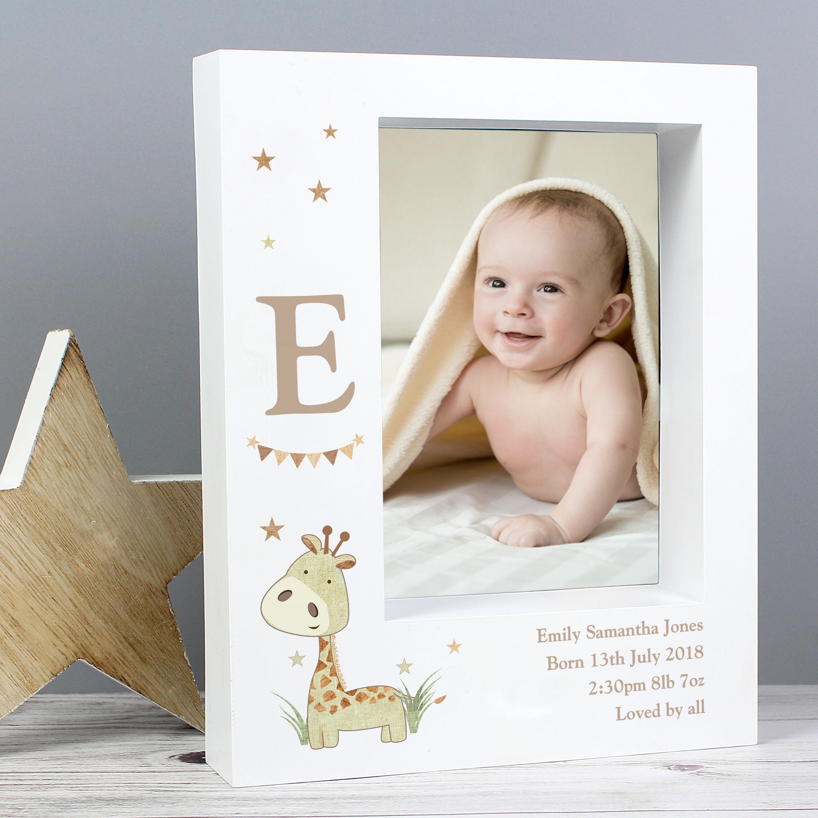 Personalised Hessian Giraffe 5x7 Box Photo Frame - Shop Photo Frames At Gift Moments - 1