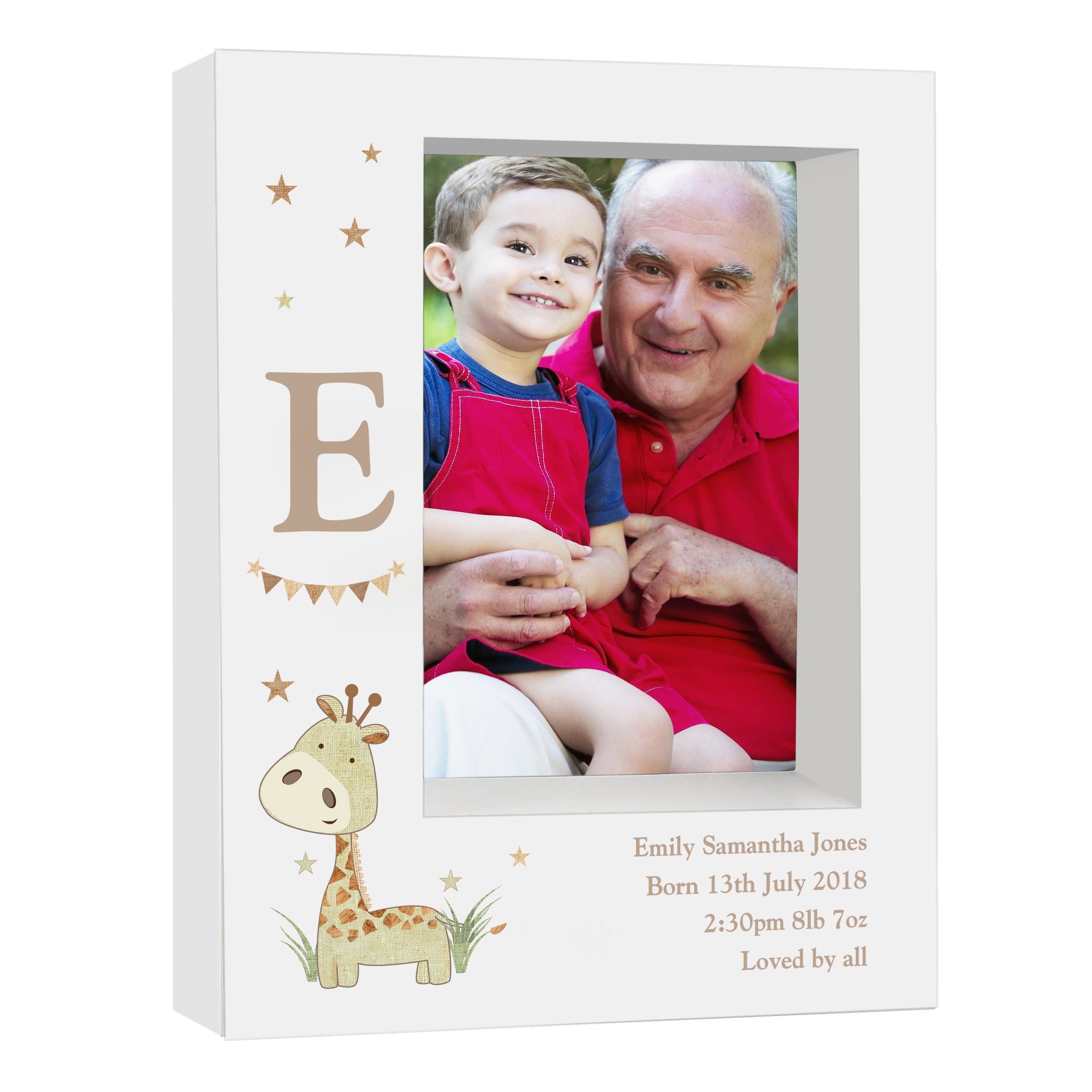 Personalised Hessian Giraffe 5x7 Box Photo Frame - Shop Photo Frames At Gift Moments - 2