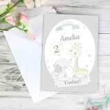 Personalised Hessian Giraffe & Elephant Card: 1 - Greeting Cards By Gift Moments