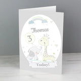 Personalised Hessian Giraffe & Elephant Card: 2 - Greeting Cards By Gift Moments