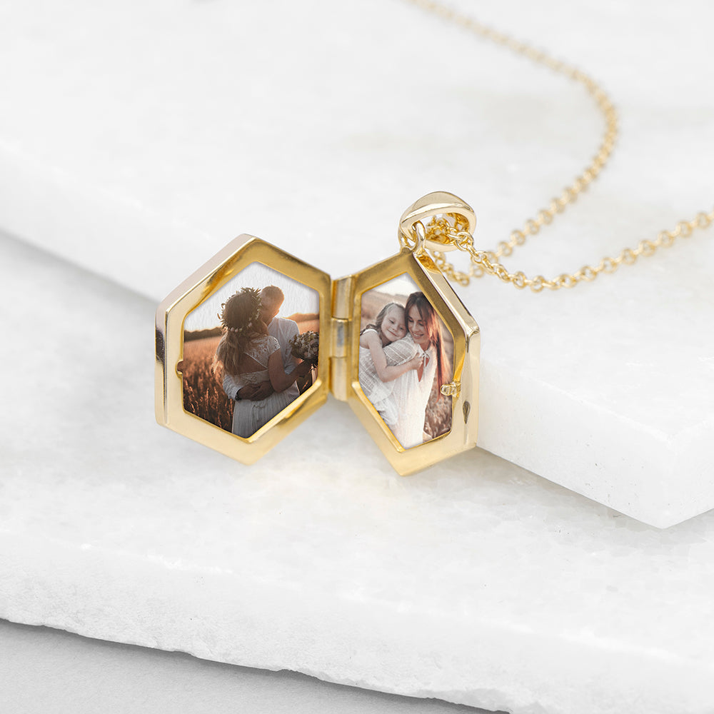 Personalised Hexagonal Photo Locket Necklaces: 7 - Necklaces By Gift Moments