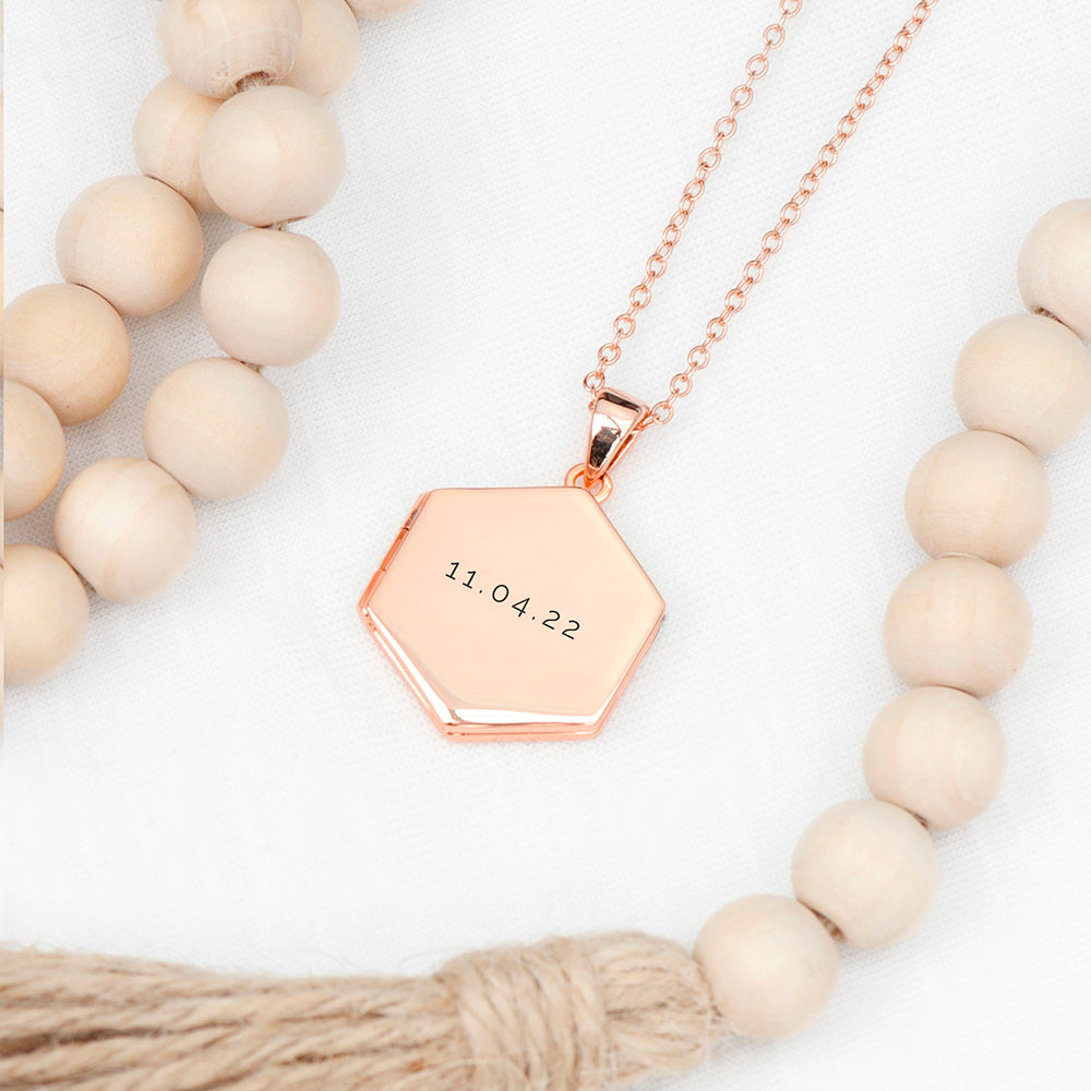 Personalised Hexagonal Photo Locket Necklaces: 12 - Necklaces By Gift Moments