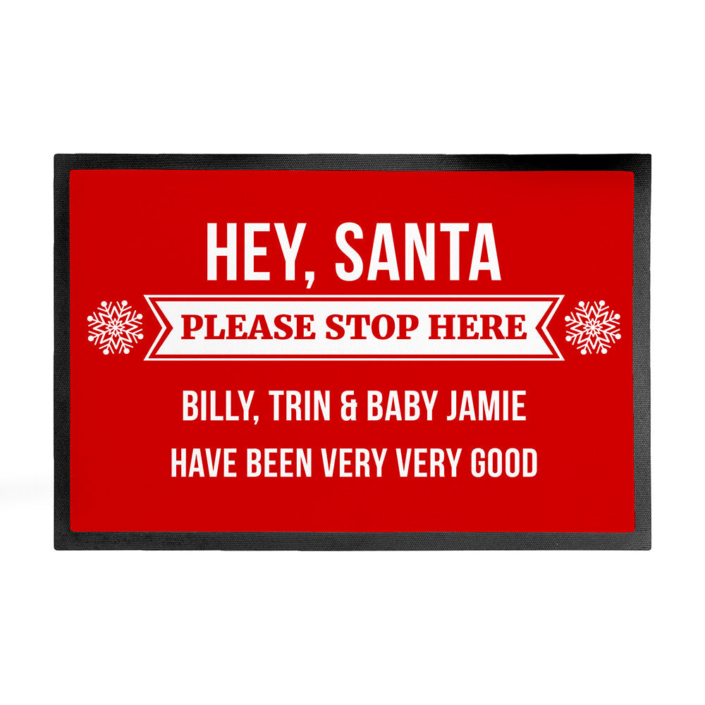 Personalised Hey Santa Christmas Doormat: 3 - Doormats By Gift Moments