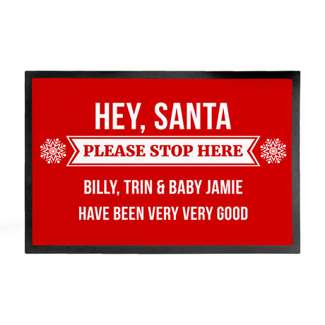 Personalised Hey Santa Christmas Doormat: 3 - Doormats By Gift Moments