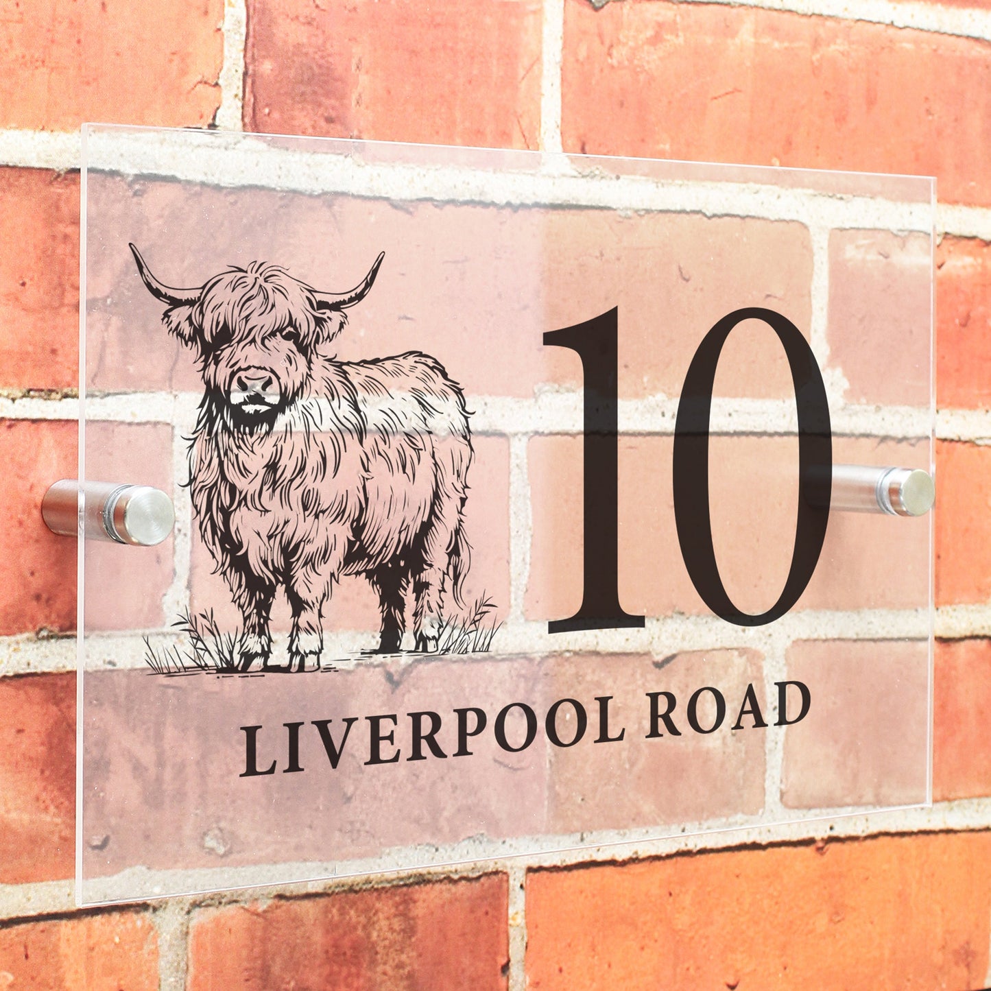 Personalised Highland Cow Acrylic House Sign: 1 - House Signs By Gift Moments