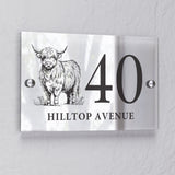 Personalised Highland Cow Acrylic House Sign: 2 - House Signs By Gift Moments