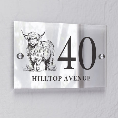 Personalised Highland Cow Acrylic House Sign: 2 - House Signs By Gift Moments