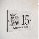 Personalised Highland Cow Acrylic House Sign: 4 - House Signs By Gift Moments