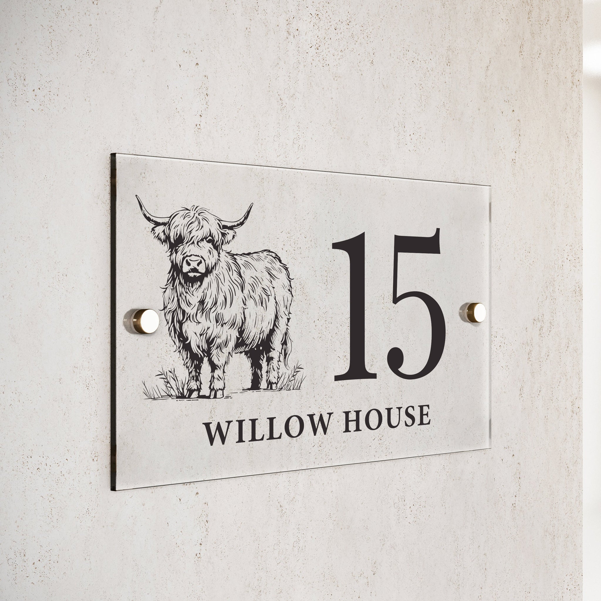 Personalised Highland Cow Acrylic House Sign: 4 - House Signs By Gift Moments