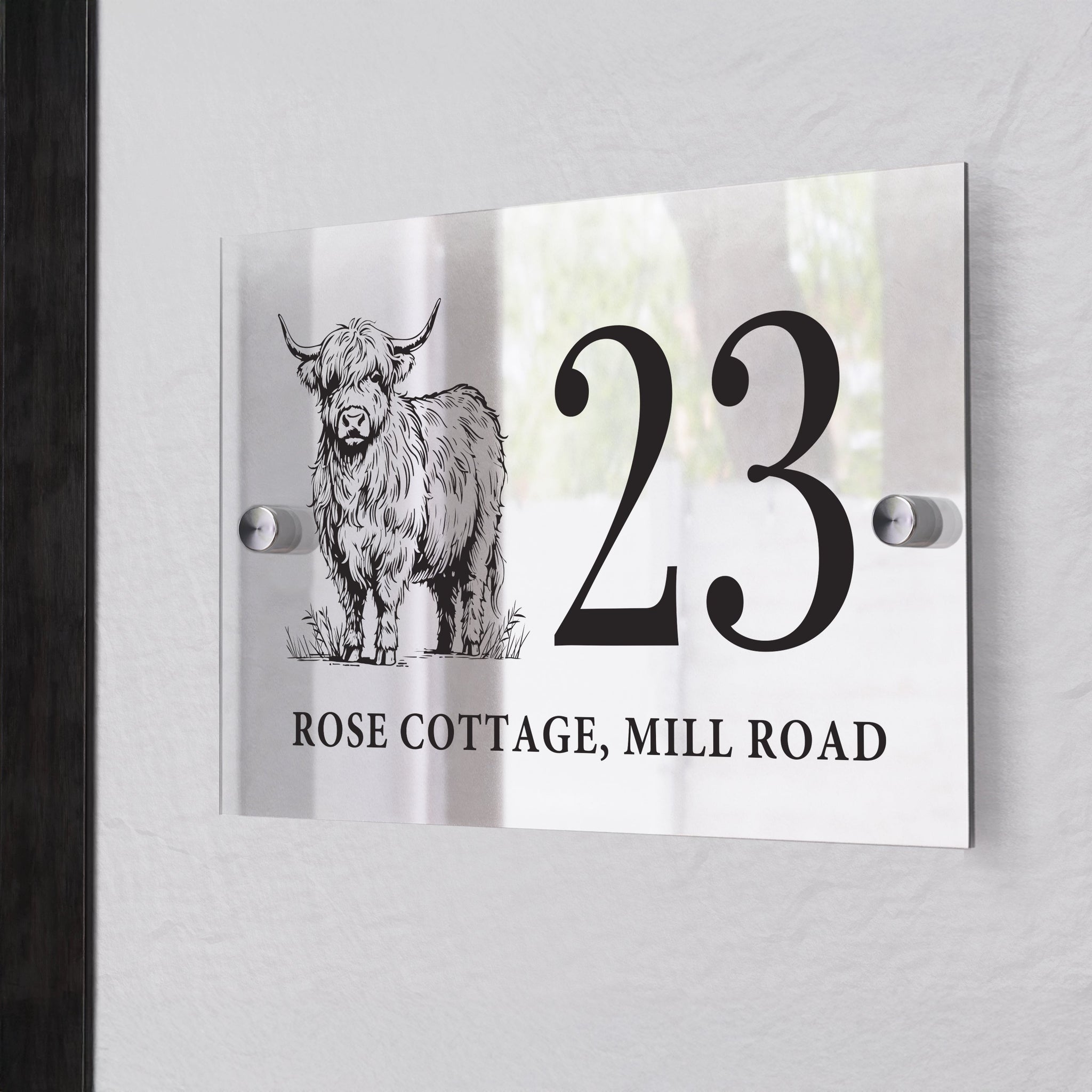 Personalised Highland Cow Acrylic House Sign: 3 - House Signs By Gift Moments