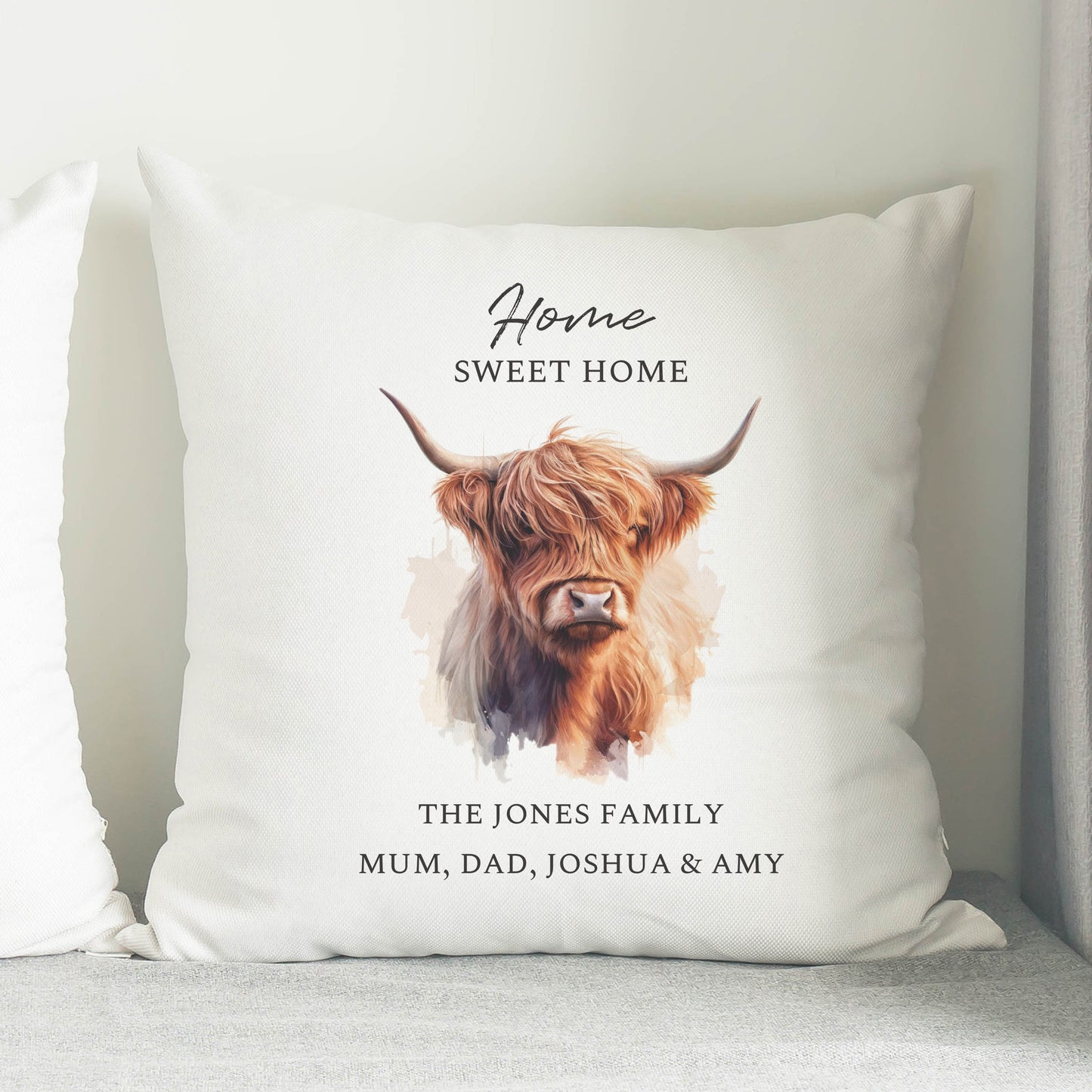 Personalised Highland Cow Cushion: 2 - Cushions By Gift Moments
