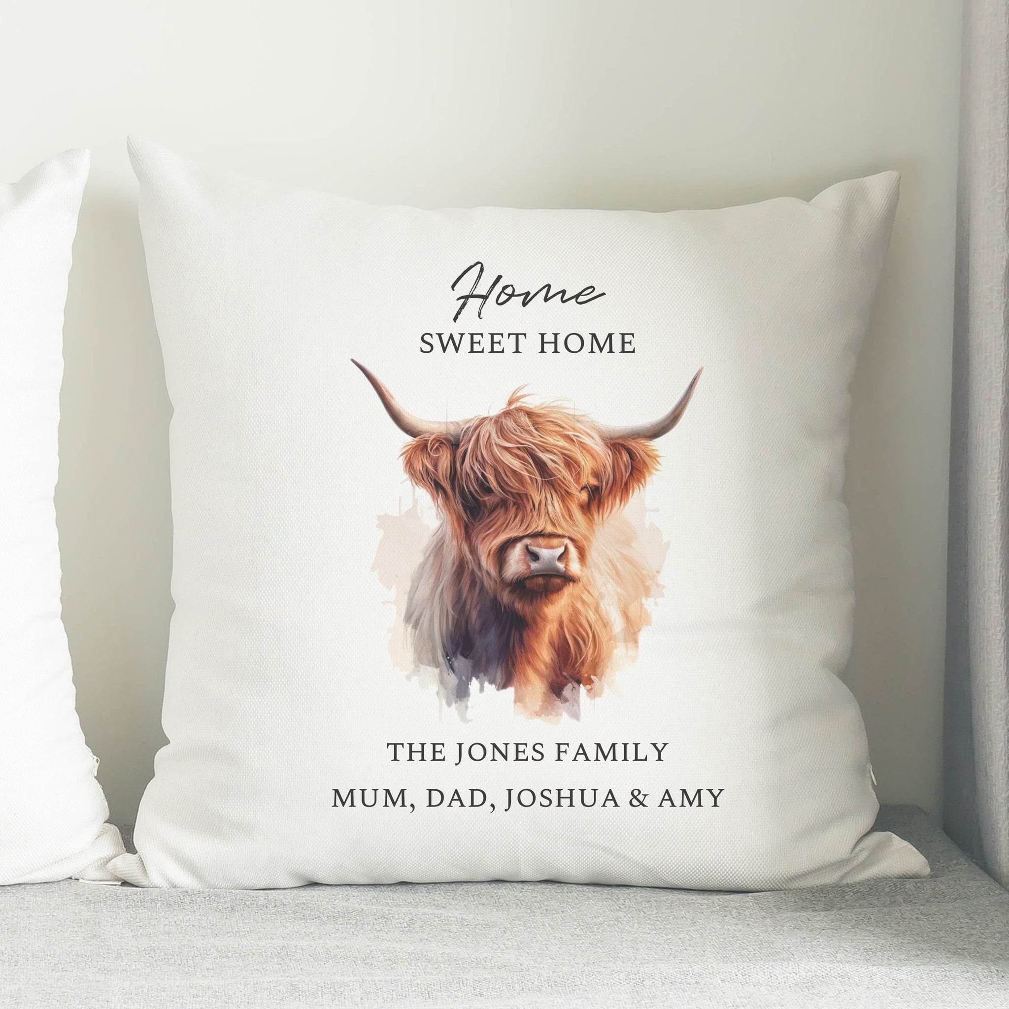 Personalised Highland Cow Cushion: 2 - Cushions By Gift Moments