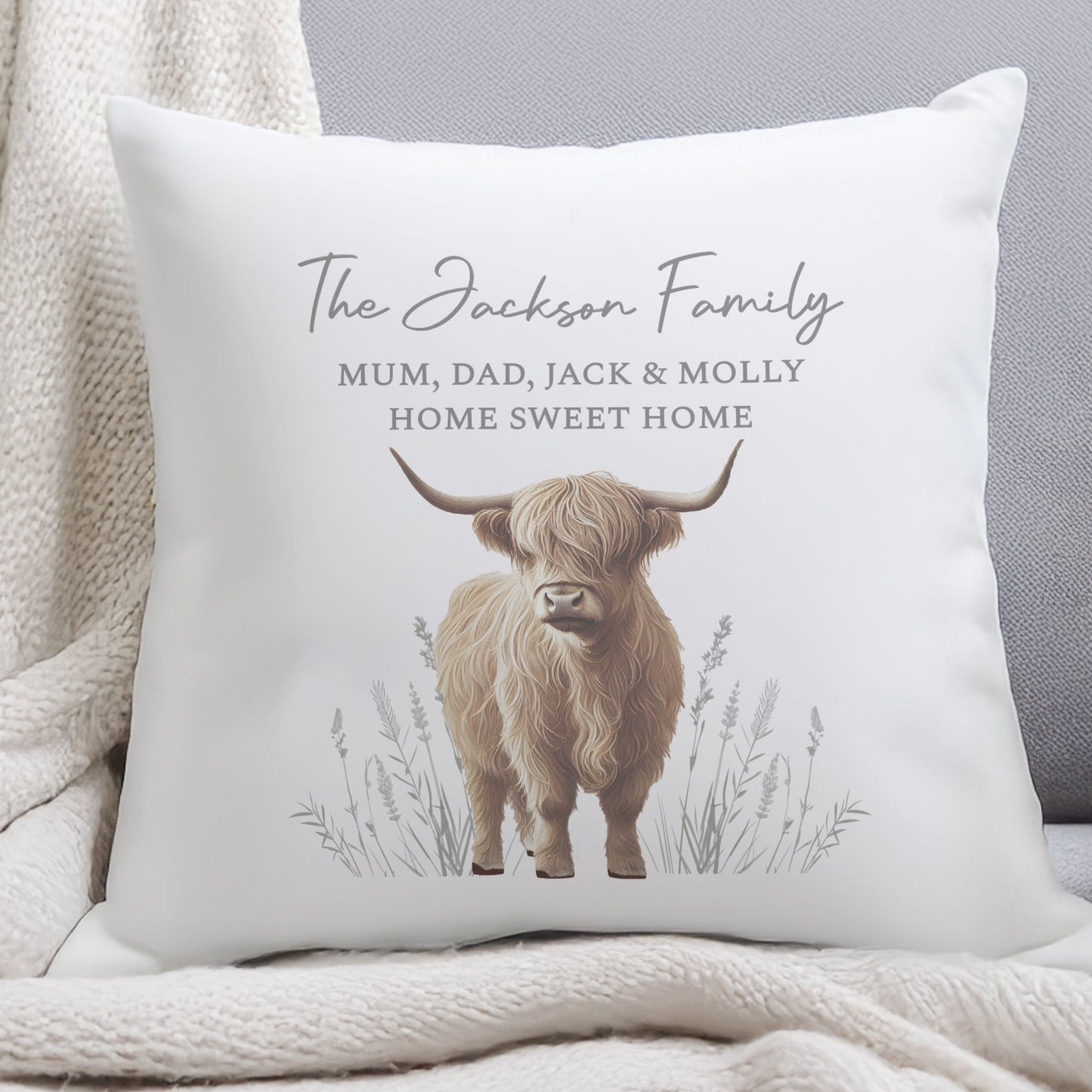 Personalised Highland Cow Cushion: 1 - Cushions By Gift Moments