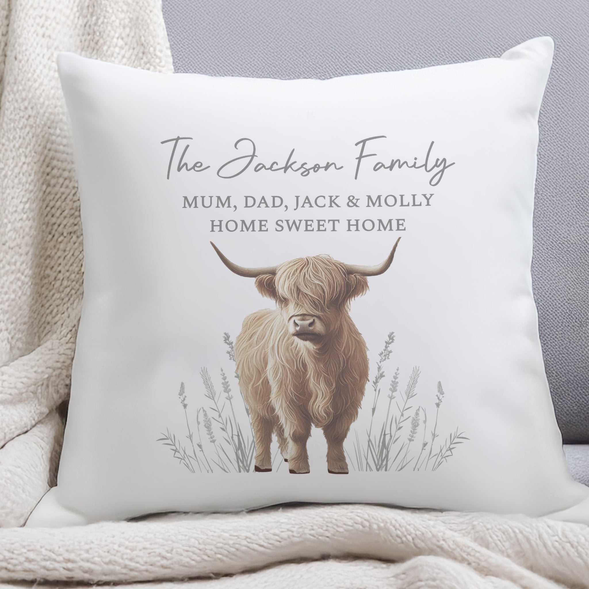 Personalised Highland Cow Cushion: 1 - Cushions By Gift Moments
