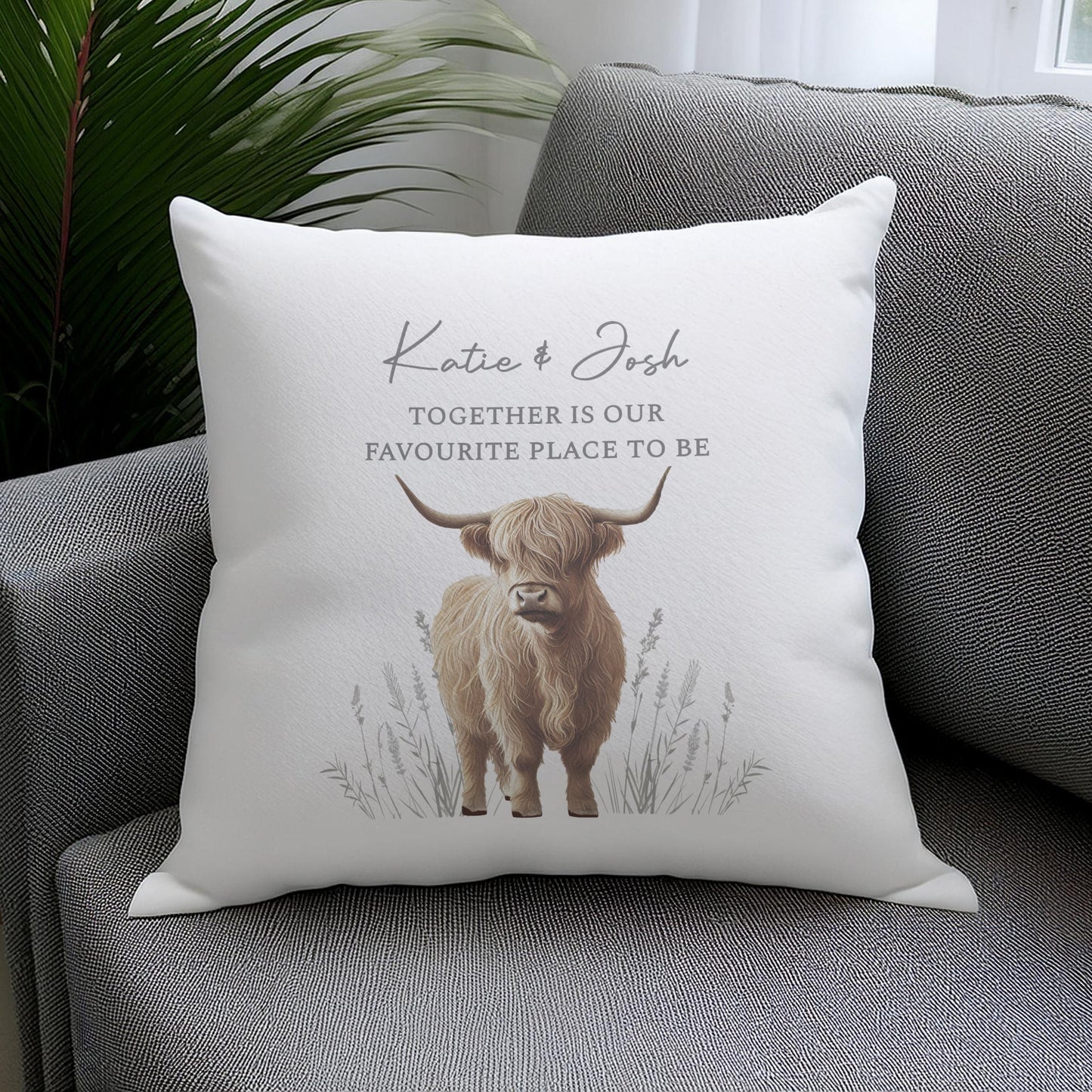 Personalised Highland Cow Cushion: 2 - Cushions By Gift Moments