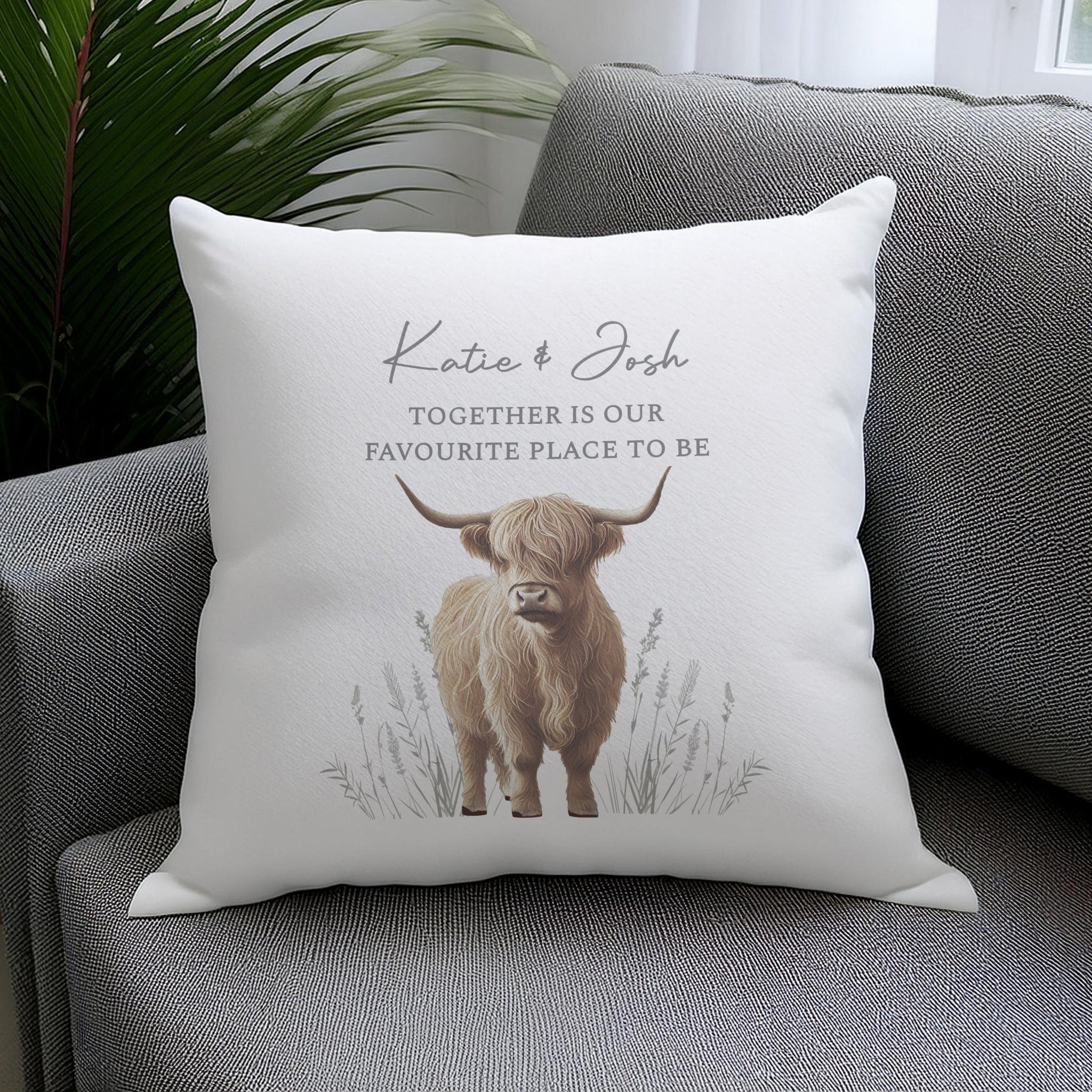 Personalised Highland Cow Cushion: 2 - Cushions By Gift Moments