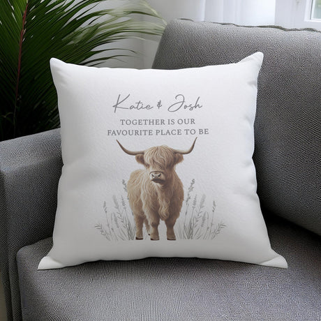 Personalised Highland Cow Cushion: 2 - Cushions By Gift Moments