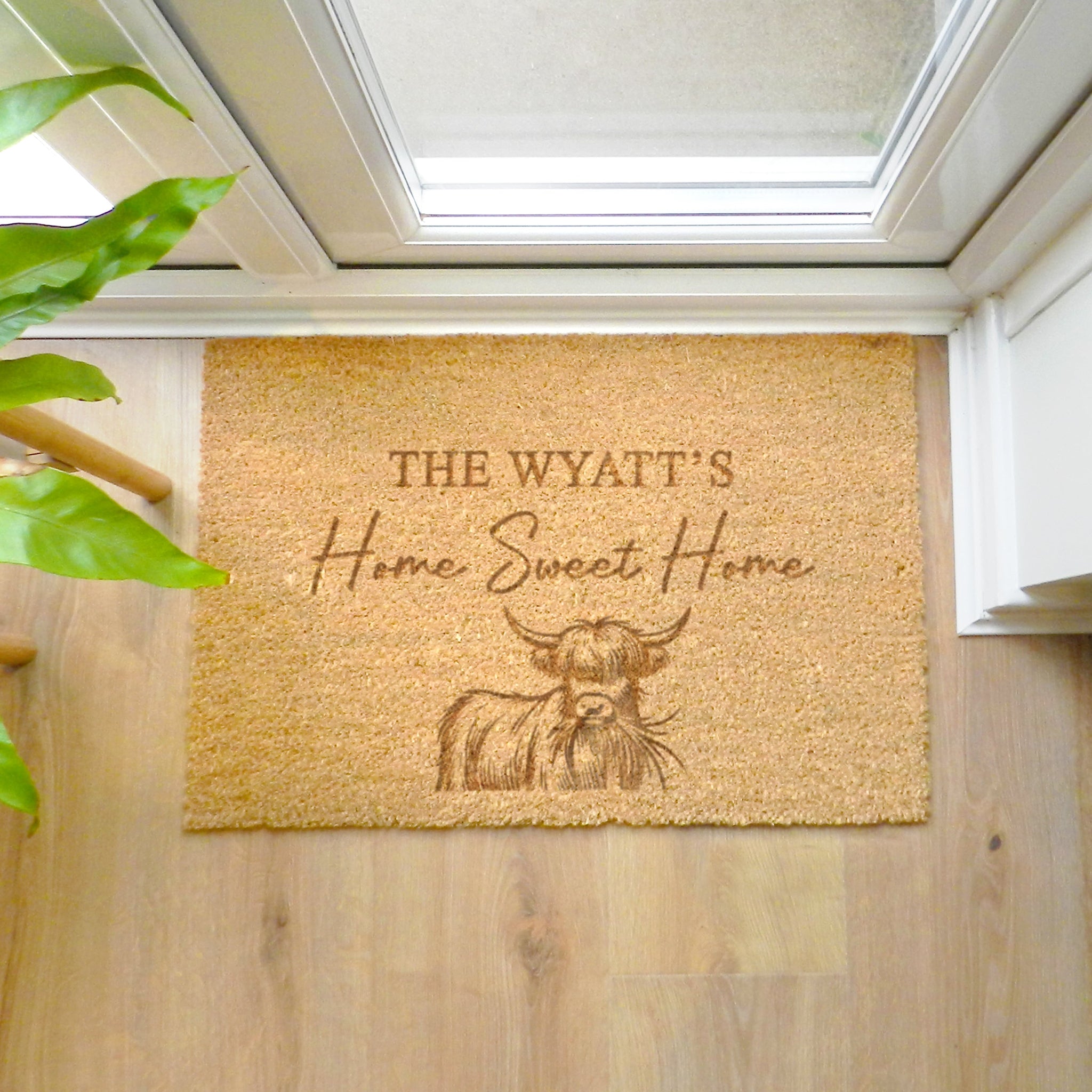 Personalised Highland Cow Doormat: 4 - Doormats By Gift Moments